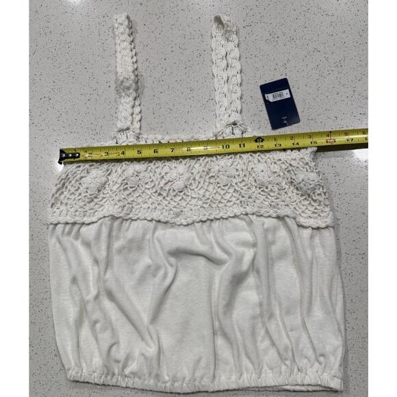 NWT Lucky Brand Women’s Medium White Tank Top with Crochet Detail Coquette - Picture 4 of 6